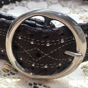 Roper leather belt brown embellished 33”